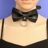 Handmade Leather Bow Chain Choker Necklace Y2K Streetwear Aesthetic