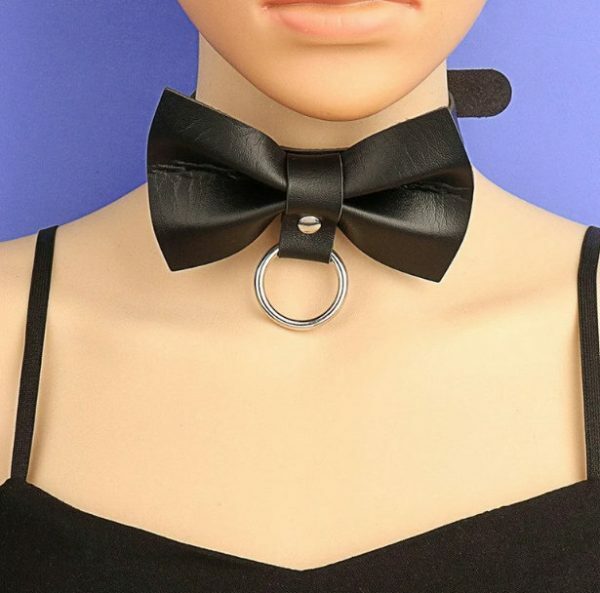 Handmade Leather Bow Chain Choker Necklace Y2K Streetwear Aesthetic