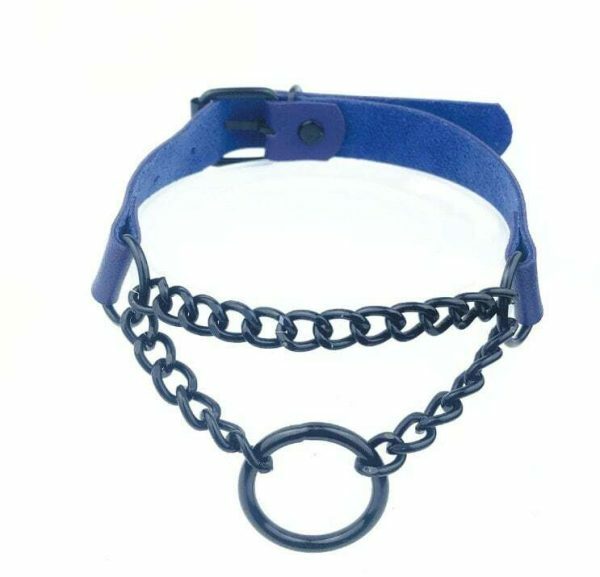 Handmade Leather Circle Collar Necklace with Dark Punk Style for Y2K Aesthetic