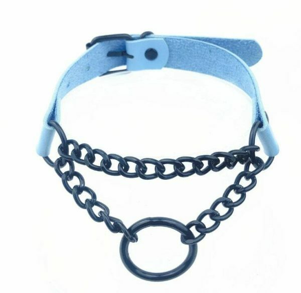 Handmade Leather Circle Collar Necklace with Dark Punk Style for Y2K Aesthetic