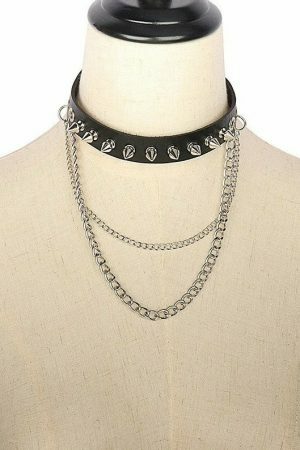 Handmade Punk Goth Leather Collar Choker with Studded Spike Rivets