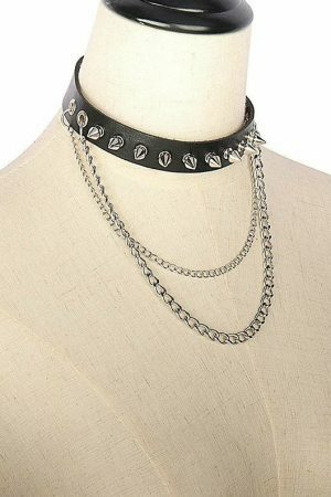 Handmade Punk Goth Leather Collar Choker with Studded Spike Rivets