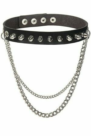 Handmade Punk Goth Leather Collar Choker with Studded Spike Rivets