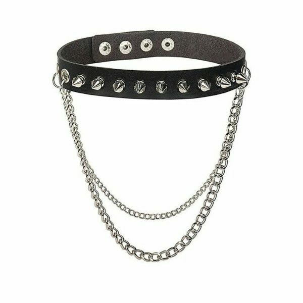 Handmade Punk Goth Leather Collar Choker with Studded Spike Rivets