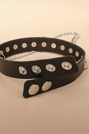 Handmade Punk Goth Leather Collar Choker with Studded Spike Rivets