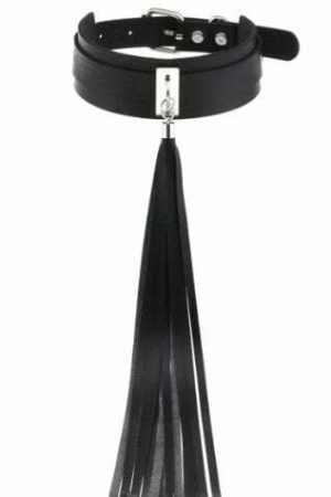 Handmade Punk Leather Choker Necklace with Long Tassel - Y2K Streetwear Aesthetic