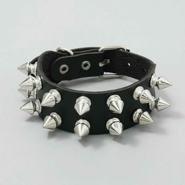 Handmade Punk Leather Spike Bracelet - Y2K Leather Cuff with Spikes