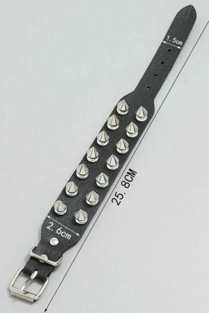 Handmade Punk Leather Spike Bracelet - Y2K Leather Cuff with Spikes