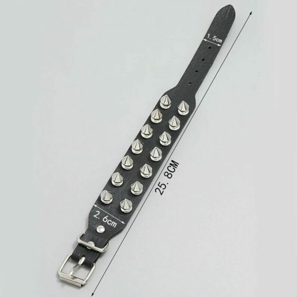 Handmade Punk Leather Spike Bracelet - Y2K Leather Cuff with Spikes