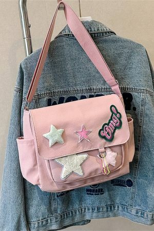 Harajuku Kawaii Y2K Canvas Crossbody Messenger Bag for Students