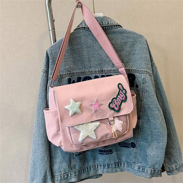 Harajuku Kawaii Y2K Canvas Crossbody Messenger Bag for Students