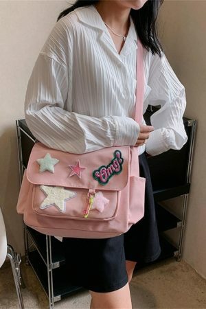 Harajuku Kawaii Y2K Canvas Crossbody Messenger Bag for Students