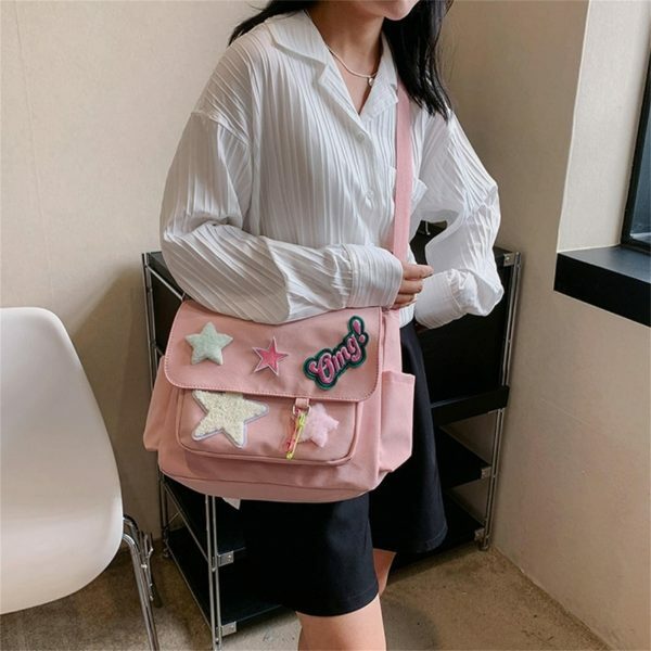 Harajuku Kawaii Y2K Canvas Crossbody Messenger Bag for Students