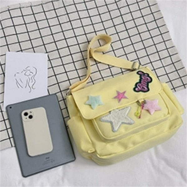 Harajuku Kawaii Y2K Canvas Crossbody Messenger Bag for Students