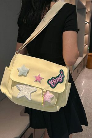 Harajuku Kawaii Y2K Canvas Crossbody Messenger Bag for Students