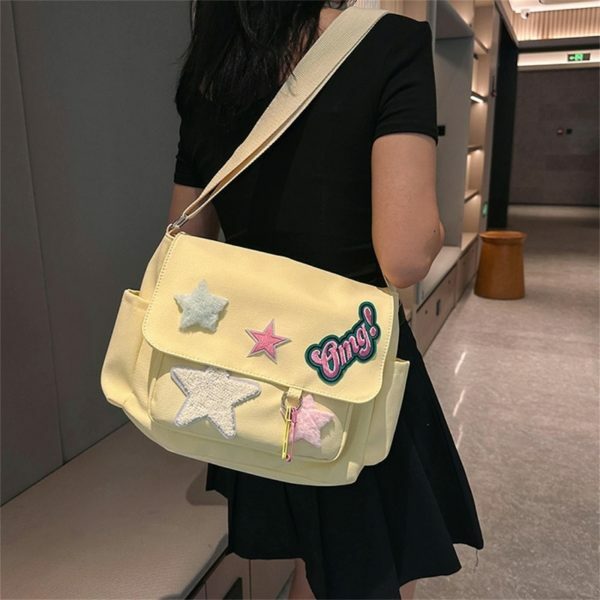 Harajuku Kawaii Y2K Canvas Crossbody Messenger Bag for Students