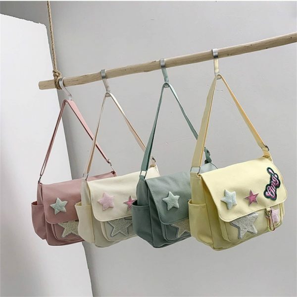 Harajuku Kawaii Y2K Canvas Crossbody Messenger Bag for Students