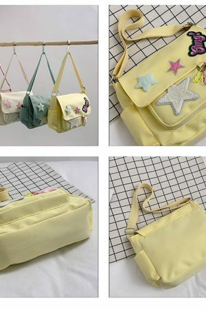 Harajuku Kawaii Y2K Canvas Crossbody Messenger Bag for Students