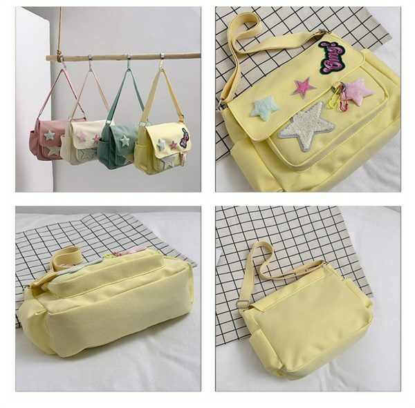 Harajuku Kawaii Y2K Canvas Crossbody Messenger Bag for Students