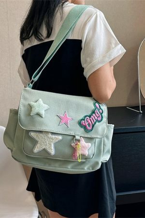 Harajuku Kawaii Y2K Canvas Crossbody Messenger Bag for Students