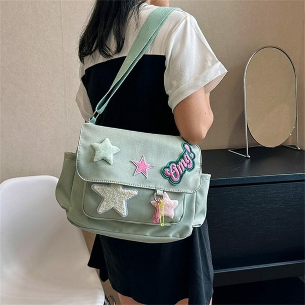 Harajuku Kawaii Y2K Canvas Crossbody Messenger Bag for Students