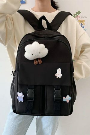 Harajuku Korean Y2K Style Large Capacity Backpack for High School Students