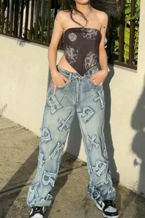 Harajuku Patchwork Y2K Streetwear Baggy Cargo Pants Women's High Waist