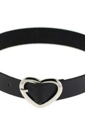 Harajuku Soft Girl PU Leather Punk Gothic Heart Buckle Collar Necklace