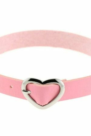 Harajuku Soft Girl PU Leather Punk Gothic Heart Buckle Collar Necklace