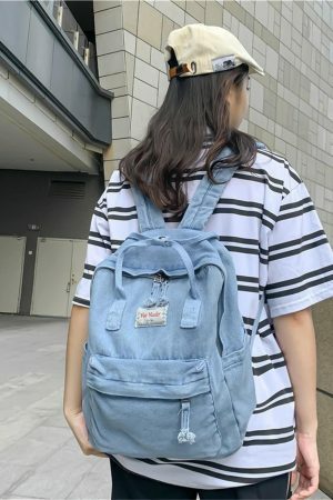 Harajuku Style Retro Backpack with Multi-pocket and Laptop Compartment