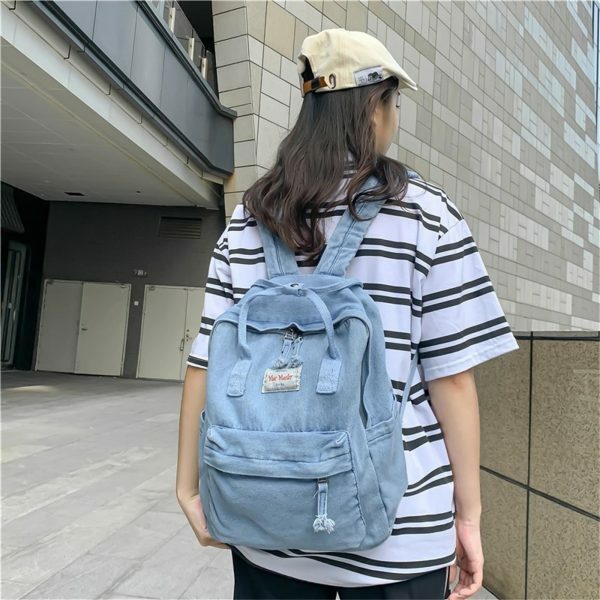 Harajuku Style Retro Backpack with Multi-pocket and Laptop Compartment