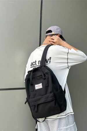 Harajuku Style Retro Backpack with Multi-pocket and Laptop Compartment