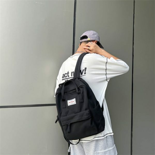 Harajuku Style Retro Backpack with Multi-pocket and Laptop Compartment