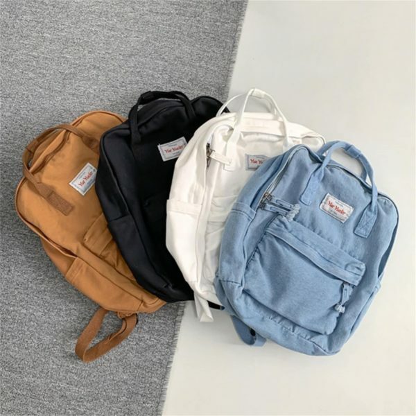 Harajuku Style Retro Backpack with Multi-pocket and Laptop Compartment