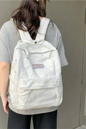 Harajuku Style Retro Backpack with Multi-pocket and Laptop Compartment