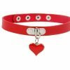 Heart-Shape Pendant PU Leather Collar Choker Necklace - Y2K Punk Goth Streetwear