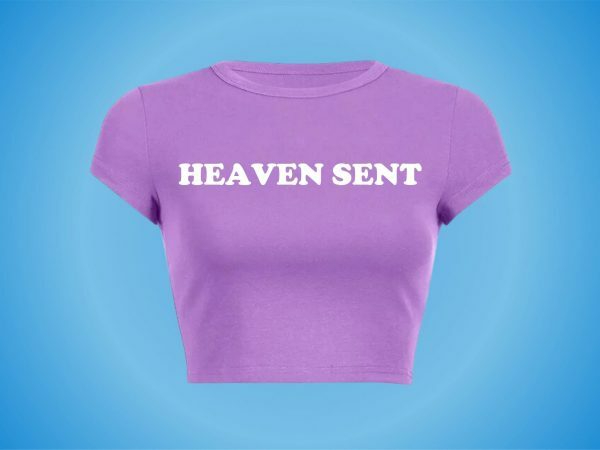 Heaven Sent Y2K Baby Tee: Funny Slogan Crop Top, Grunge Aesthetic Punk Graphic Print, Streetwear Slim Fit