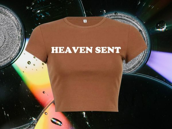 Heaven Sent Y2K Baby Tee: Funny Slogan Crop Top, Grunge Aesthetic Punk Graphic Print, Streetwear Slim Fit