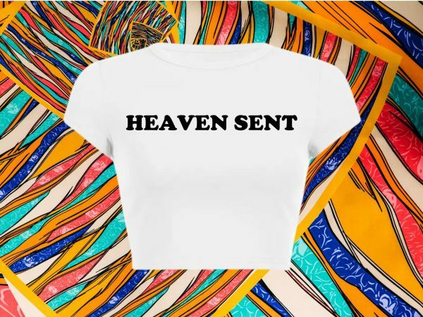 Heaven Sent Y2K Baby Tee: Funny Slogan Crop Top, Grunge Aesthetic Punk Graphic Print, Streetwear Slim Fit