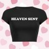 Heaven Sent Y2K Baby Tee: Funny Slogan Crop Top, Grunge Aesthetic Punk Graphic Print, Streetwear Slim Fit