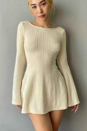 High-Quality Knitted Backless Dress Women's Streetwear Y2K Aesthetic