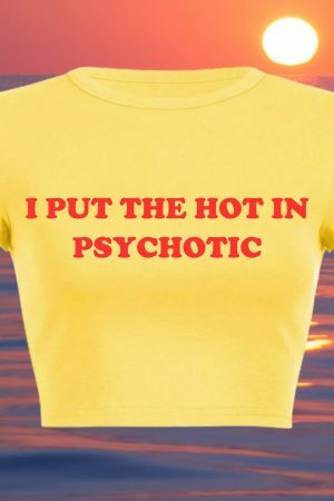 Hot in Psychotic Slogan Crop Tee Y2K Aesthetic Baddie 2000 Trend Print Letter Girl Shirt