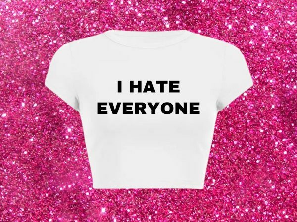 I Hate Everyone Y2K Baby Crop Tee 90s Aesthetic Slogan Graphic T-Shirt