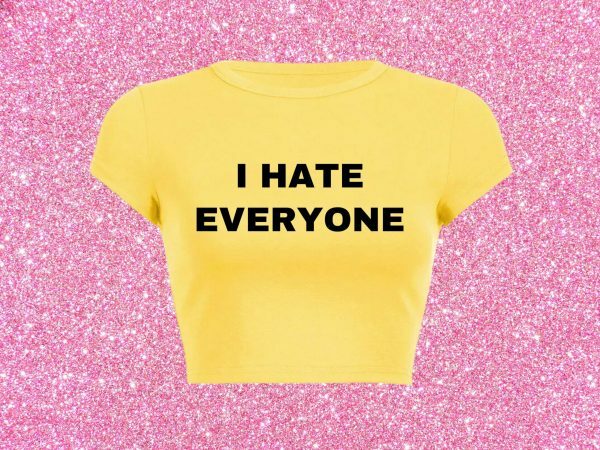 I Hate Everyone Y2K Baby Crop Tee 90s Aesthetic Slogan Graphic T-Shirt