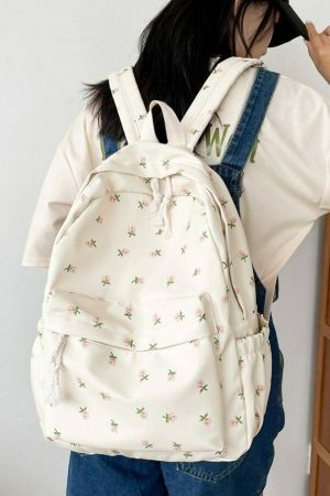 Kawaii Floral Ditsy Streetwear Backpack - Y2K Aesthetic