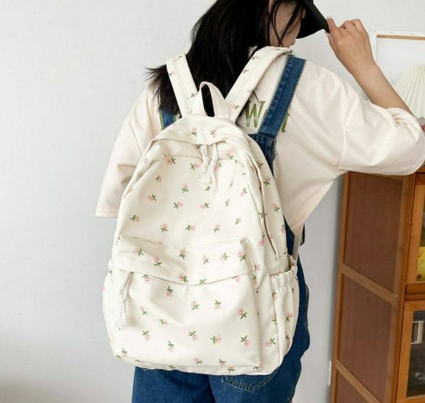 Kawaii Floral Ditsy Streetwear Backpack - Y2K Aesthetic