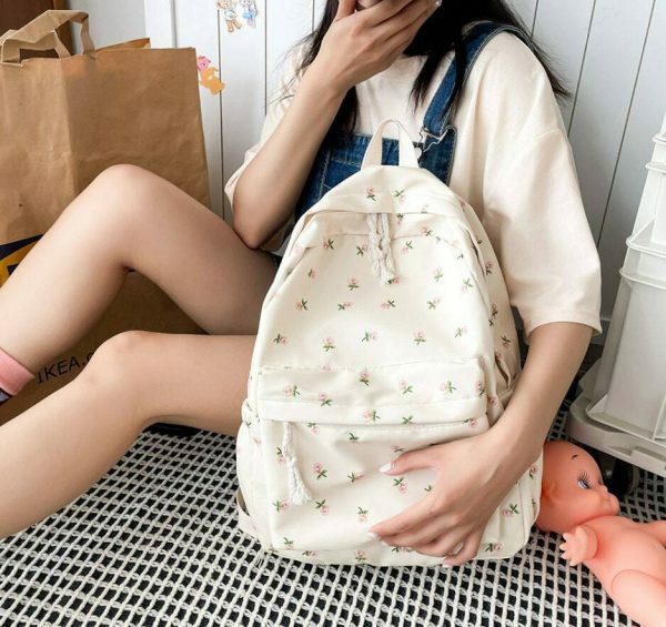 Kawaii Floral Ditsy Streetwear Backpack - Y2K Aesthetic