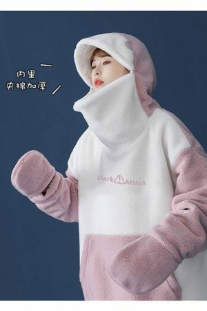 Kawaii Shark Hoodie Women's Korean Fashion Streetwear Oversized Thicken Coat