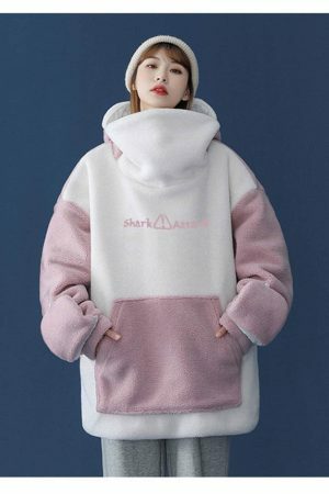 Kawaii Shark Hoodie Women's Korean Fashion Streetwear Oversized Thicken Coat