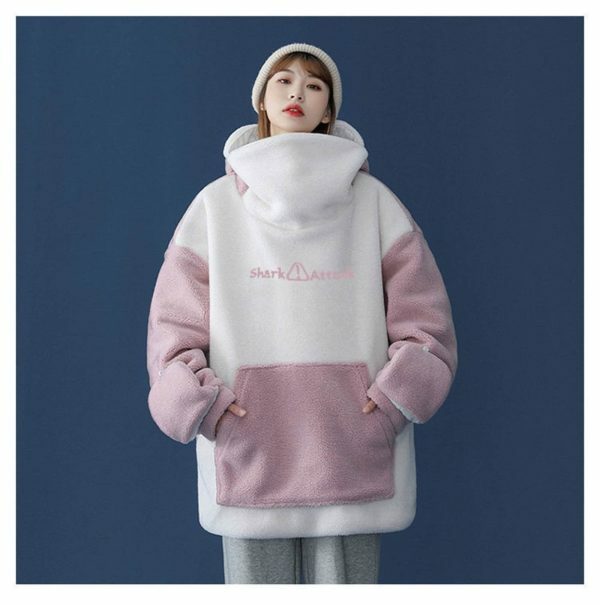 Kawaii Shark Hoodie Women's Korean Fashion Streetwear Oversized Thicken Coat